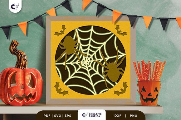 3D Halloween Spider Web Paper Cut: 3D SVG for Halloween