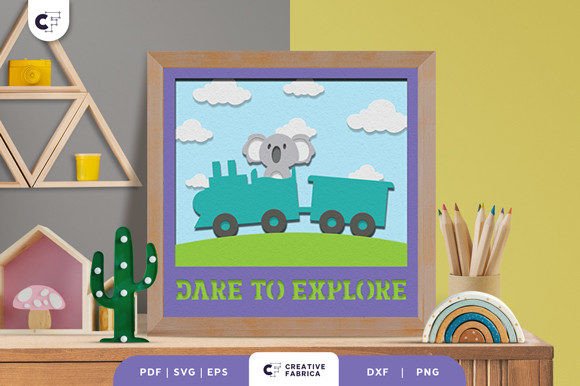 Animal on Locomotive Train 3D Paper Cut: A 3D SVG for Baby Products