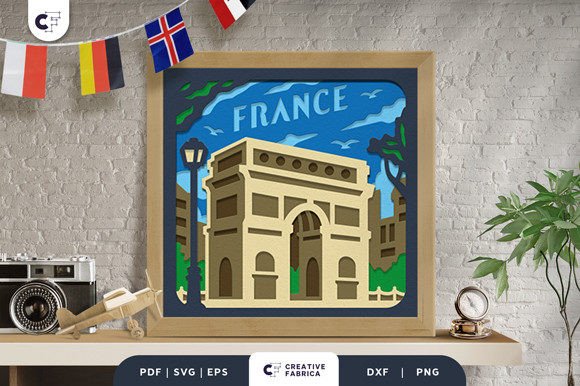 Arc De Triomphe 3D Shadow Box SVG for Countries