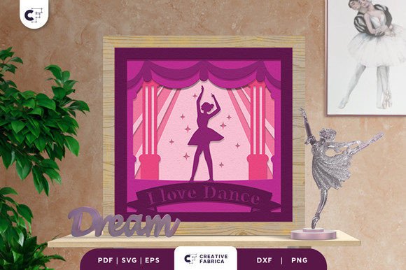 Ballet Dance 3D Light Box Paper Cut SVG for Sports Design