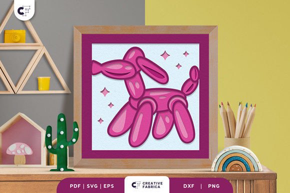 Balloon Dog 3D Shadow Box SVG for Baby Branding