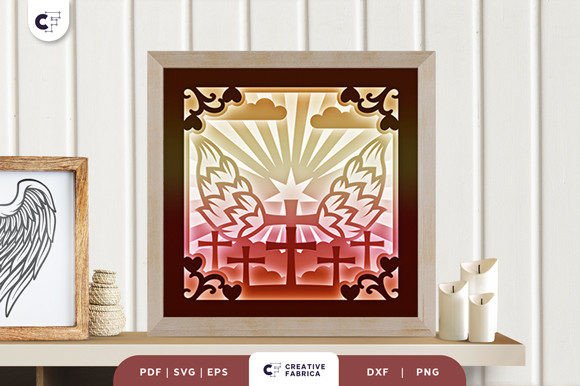 Cemetery Memorial 3D Shadow Box SVG