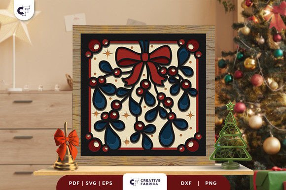 Christmas Bauble Mistletoe 3D Shadow Box