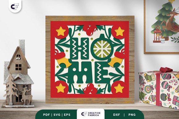 Christmas HOME Sign 3D SVG