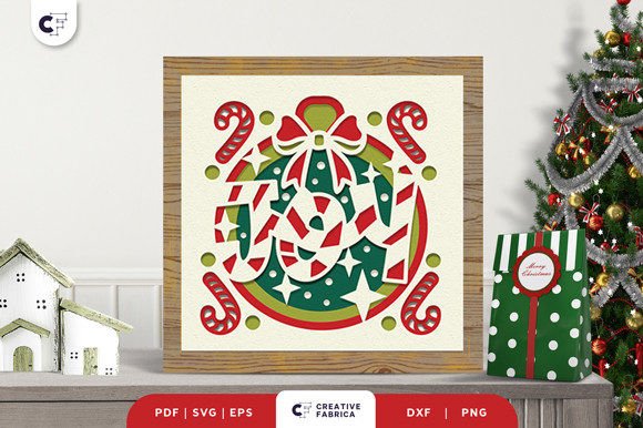 Christmas Joy Sign 3D Shadow Box SVG