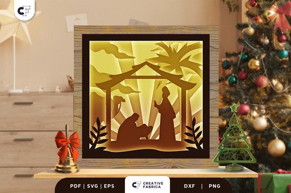 Christmas Nativity 3D Light Box SVG