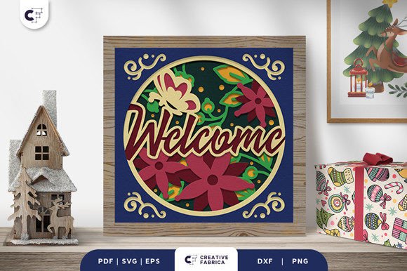 Christmas Welcome Sign 3D SVG