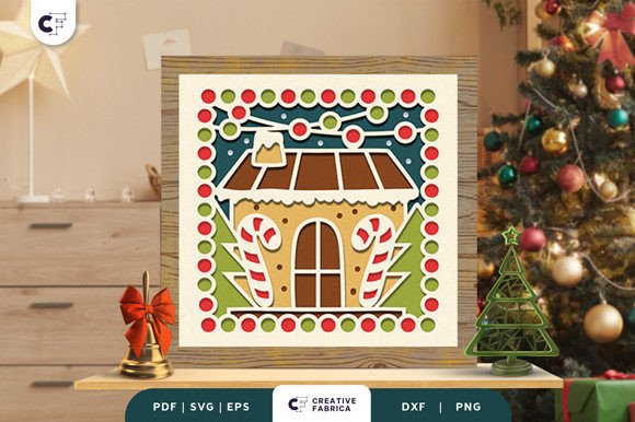 Cookies House 3D Shadow Box: Christmas 3D SVG