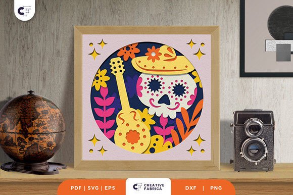 Dia De Los Muertos 3D Paper Cutting SVG for Countries