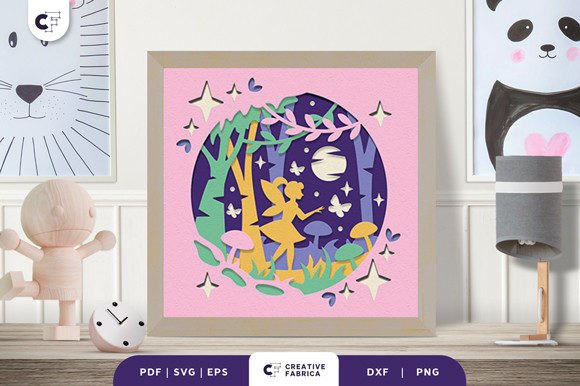 Fairy in the Forest 3D Shadow Box SVG for Fantasy Branding