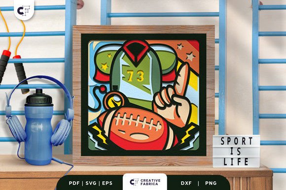 Football 3D Papercut Shadow Box: A 3D SVG for Sports Editorial