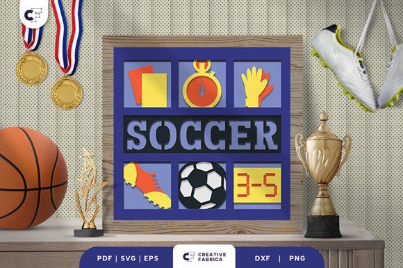 Football Soccer 3D Layered Paper Cut: A 3D SVG for Sports Content
