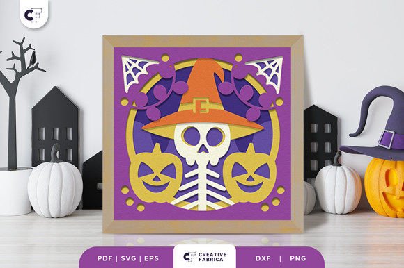 Halloween Skull 3D Shadow Box SVG