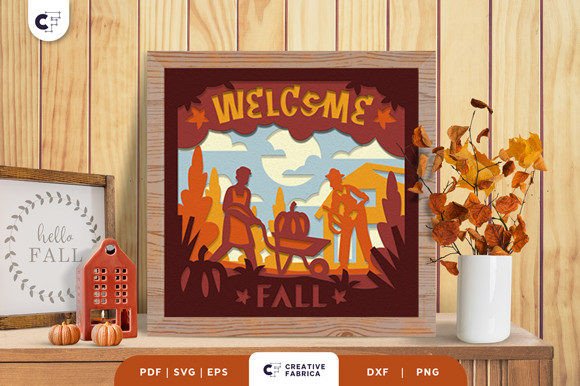 Harvesting Pumpkin 3D Shadow Box SVG for Fall Content