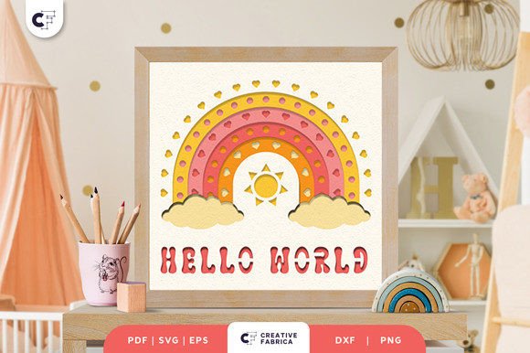 Hello World Boho Rainbow 3D SVG