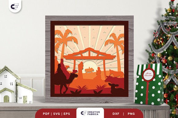 Nativity 3D Layered Paper Cut SVG for Christmas Branding