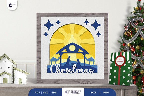 Nativity Scene 3D Layered Papercut: Christmas 3D SVG
