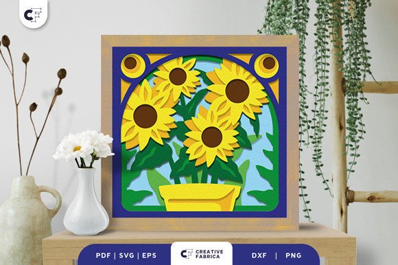 Potted Sunflower 3D Shadow Box for Summer Branding