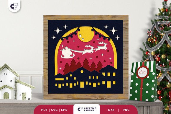 Santa Sleigh 3D SVG for Christmas Content