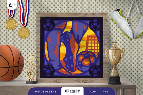 Soccer Ball Paper Cut Light Box 3D SVG