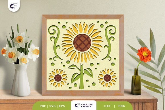 Sunflower Petals 3D Shadow Box Paper Cut for Floral Compositions