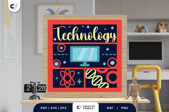 Technology School Subject 3D Shadowbox: A 3D SVG Review for Sellers