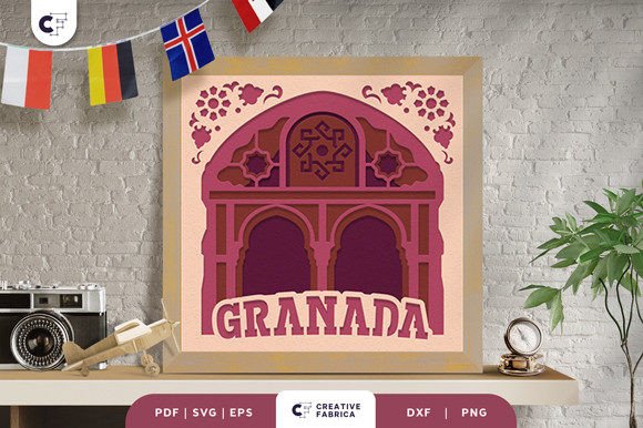 The Alhambra 3D Shadow Box Papercut for Countries and 3D SVG