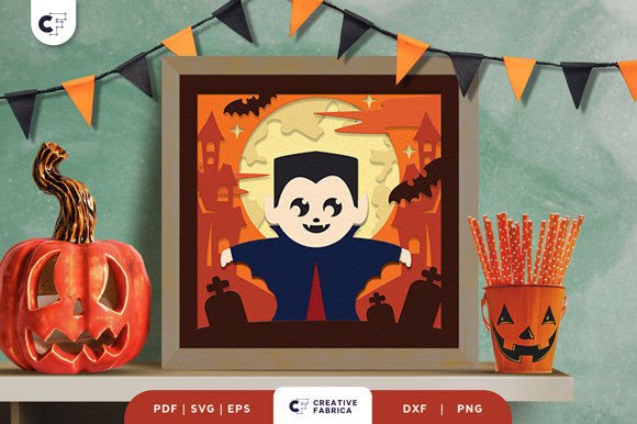 Vampire 3D Shadow Box Paper Cut SVG for Halloween