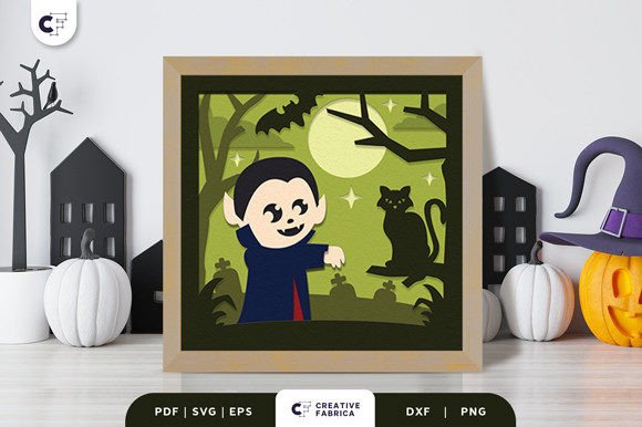 Vampire and Black Cat 3D SVG for Halloween