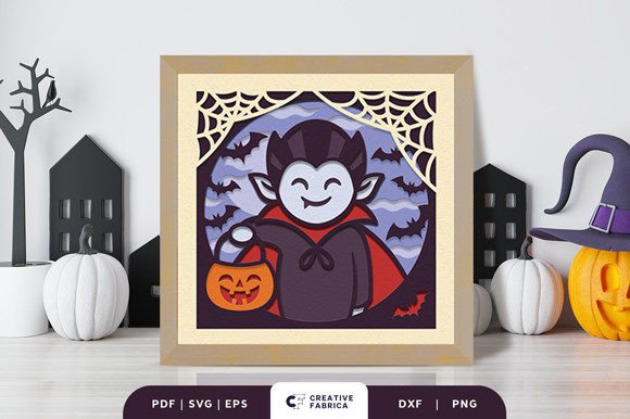 Vampire with Bag of Candy 3D Paper Cut