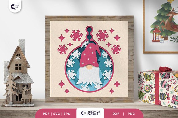 Winter Gnome 3D Light Box Paper Cut: A Christmas 3D SVG That Delivers